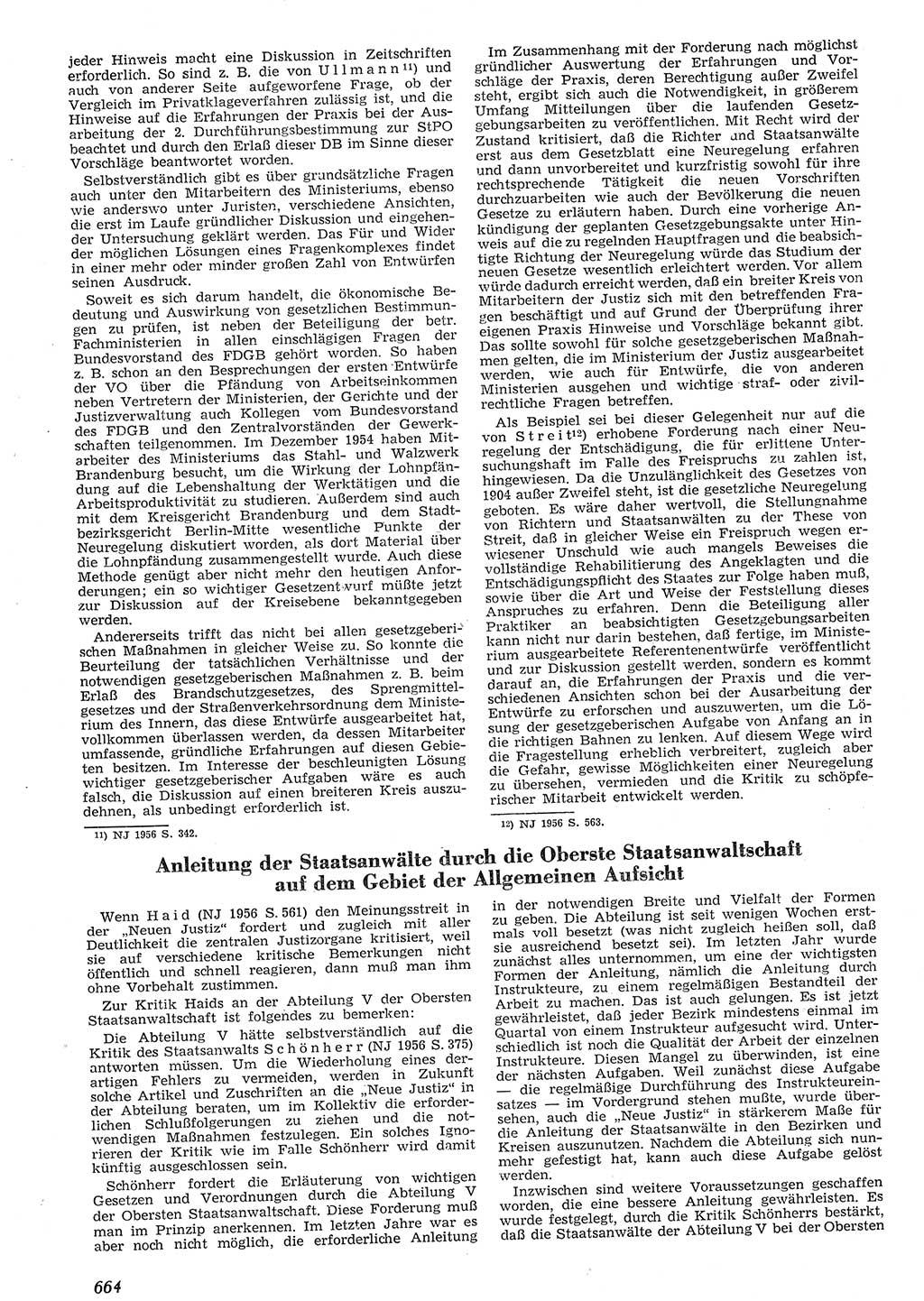 Neue Justiz (NJ), Zeitschrift für Recht und Rechtswissenschaft [Deutsche Demokratische Republik (DDR)], 10. Jahrgang 1956, Seite 664 (NJ DDR 1956, S. 664)