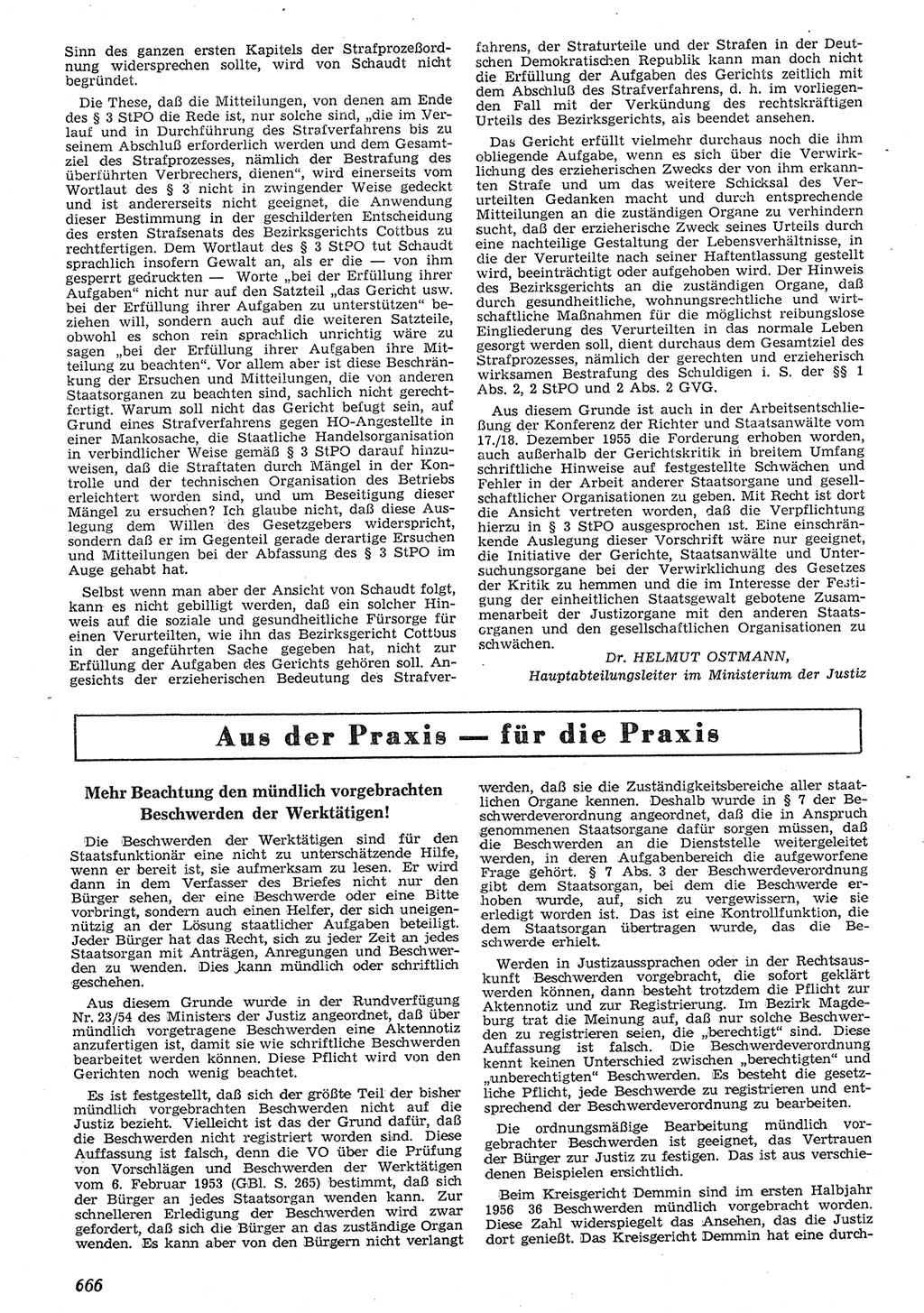 Neue Justiz (NJ), Zeitschrift für Recht und Rechtswissenschaft [Deutsche Demokratische Republik (DDR)], 10. Jahrgang 1956, Seite 666 (NJ DDR 1956, S. 666)