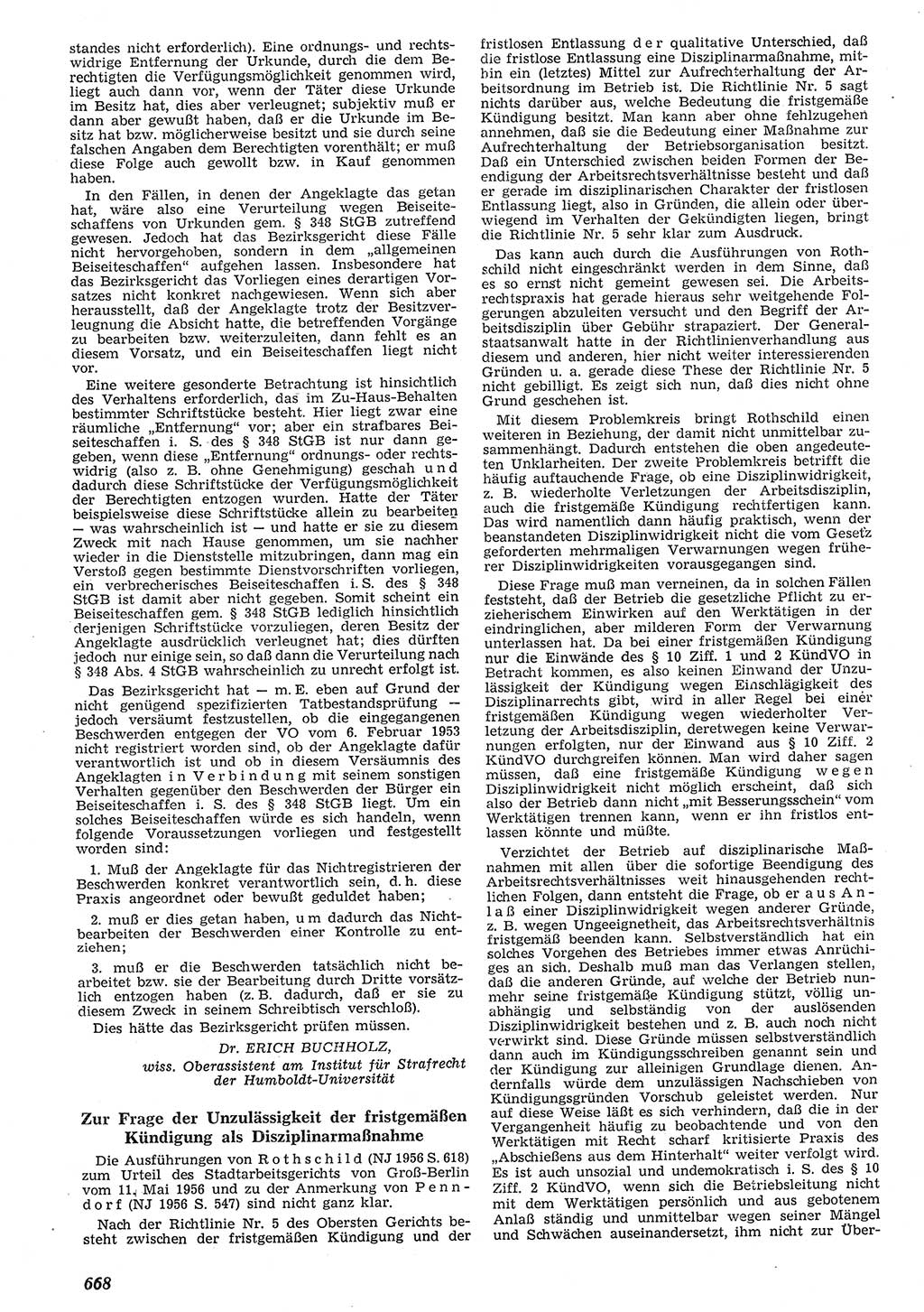 Neue Justiz (NJ), Zeitschrift für Recht und Rechtswissenschaft [Deutsche Demokratische Republik (DDR)], 10. Jahrgang 1956, Seite 668 (NJ DDR 1956, S. 668)