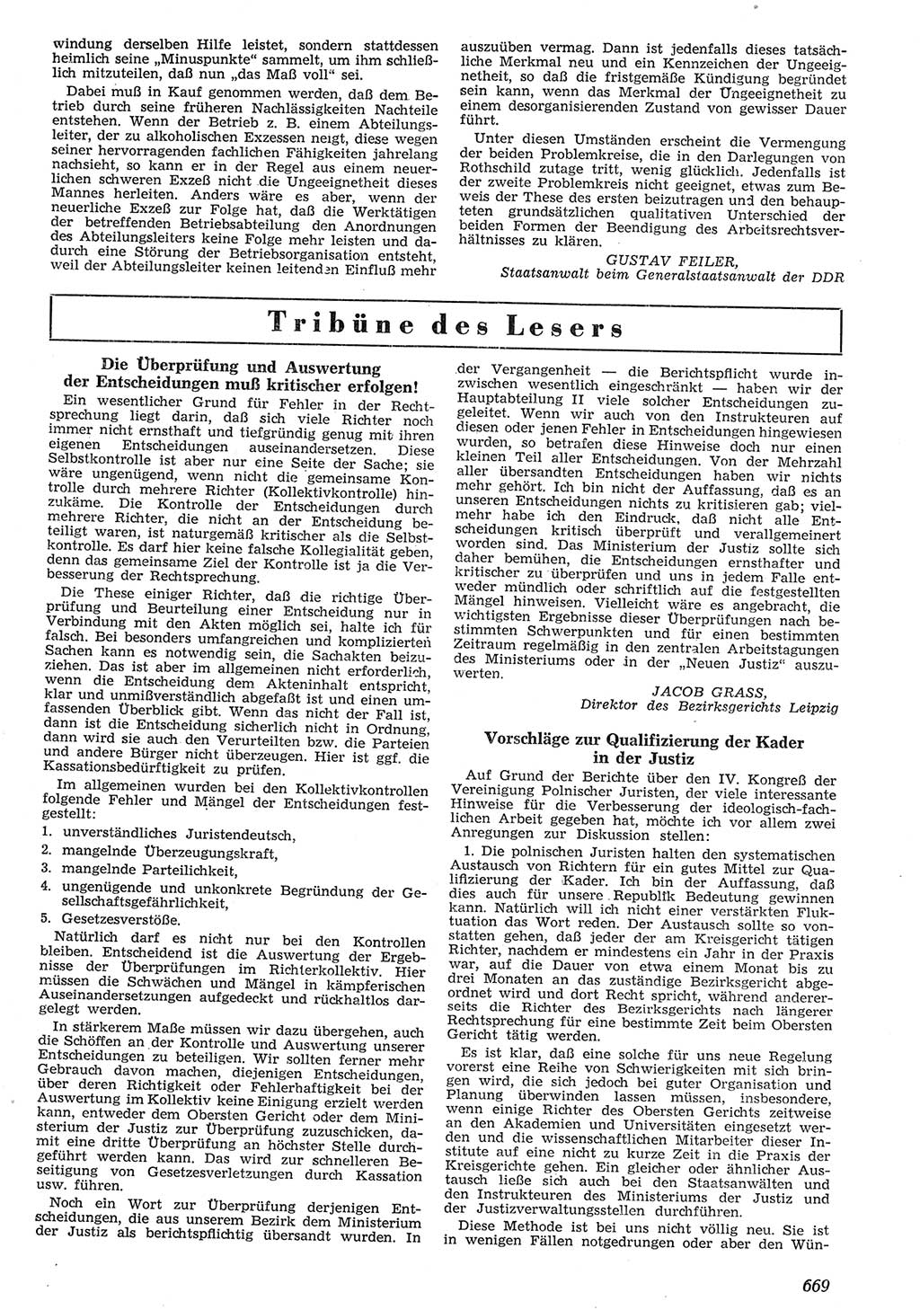 Neue Justiz (NJ), Zeitschrift für Recht und Rechtswissenschaft [Deutsche Demokratische Republik (DDR)], 10. Jahrgang 1956, Seite 669 (NJ DDR 1956, S. 669)