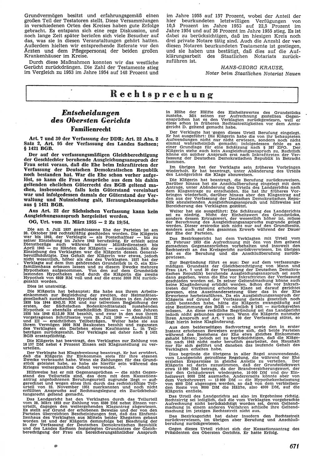 Neue Justiz (NJ), Zeitschrift für Recht und Rechtswissenschaft [Deutsche Demokratische Republik (DDR)], 10. Jahrgang 1956, Seite 671 (NJ DDR 1956, S. 671)