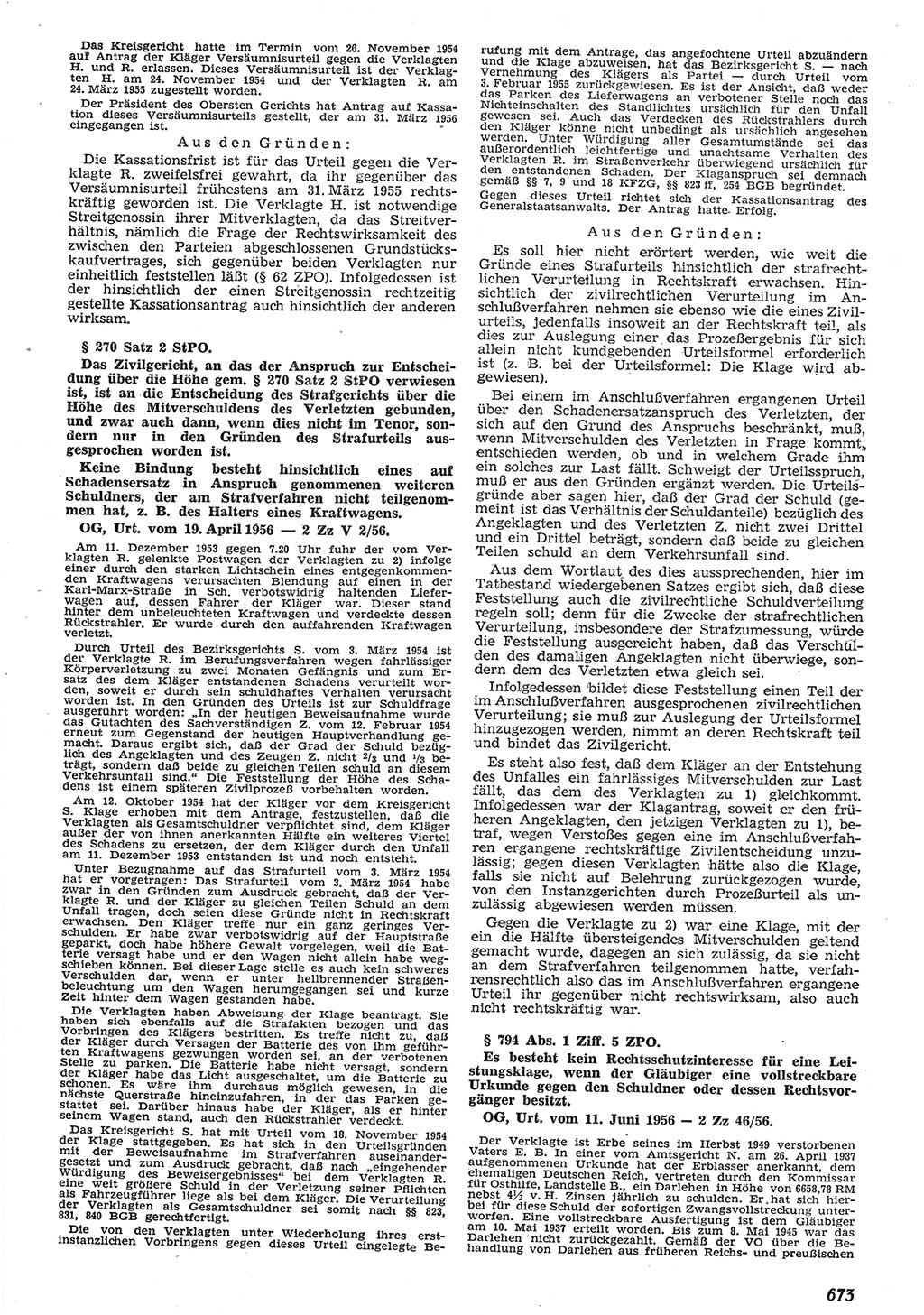 Neue Justiz (NJ), Zeitschrift für Recht und Rechtswissenschaft [Deutsche Demokratische Republik (DDR)], 10. Jahrgang 1956, Seite 673 (NJ DDR 1956, S. 673)