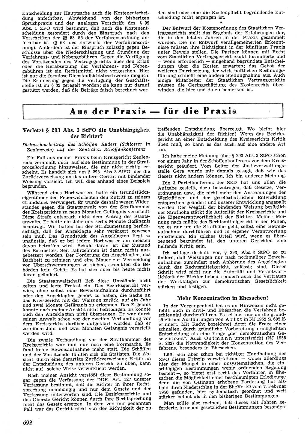 Neue Justiz (NJ), Zeitschrift für Recht und Rechtswissenschaft [Deutsche Demokratische Republik (DDR)], 10. Jahrgang 1956, Seite 692 (NJ DDR 1956, S. 692)