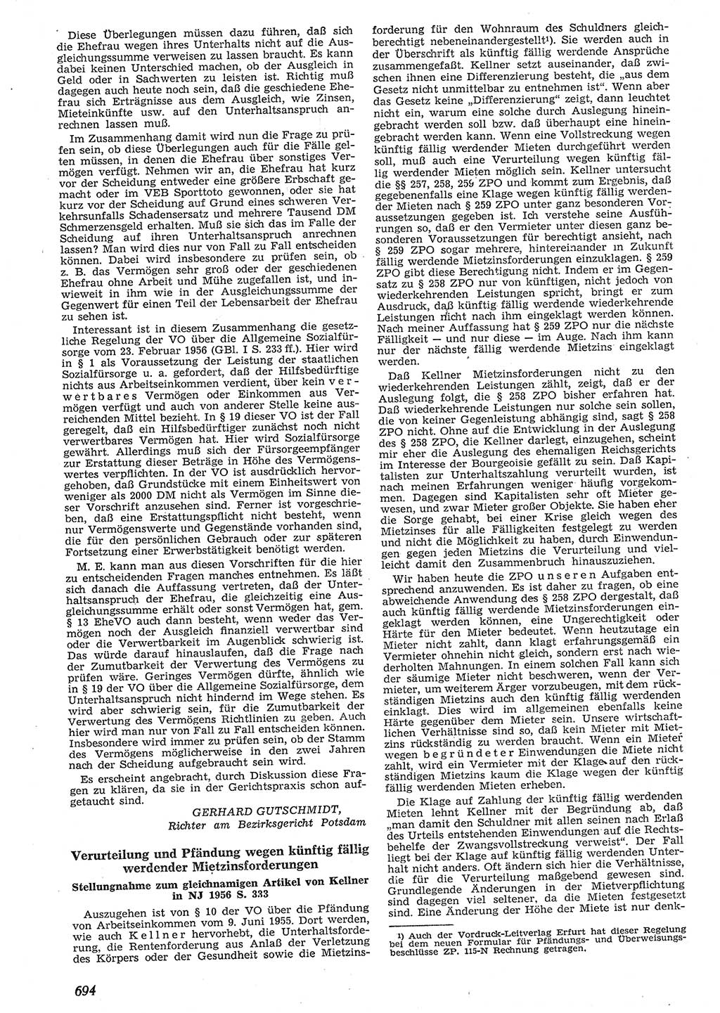 Neue Justiz (NJ), Zeitschrift für Recht und Rechtswissenschaft [Deutsche Demokratische Republik (DDR)], 10. Jahrgang 1956, Seite 694 (NJ DDR 1956, S. 694)