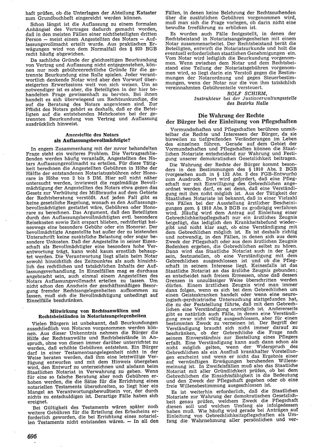 Neue Justiz (NJ), Zeitschrift für Recht und Rechtswissenschaft [Deutsche Demokratische Republik (DDR)], 10. Jahrgang 1956, Seite 696 (NJ DDR 1956, S. 696)