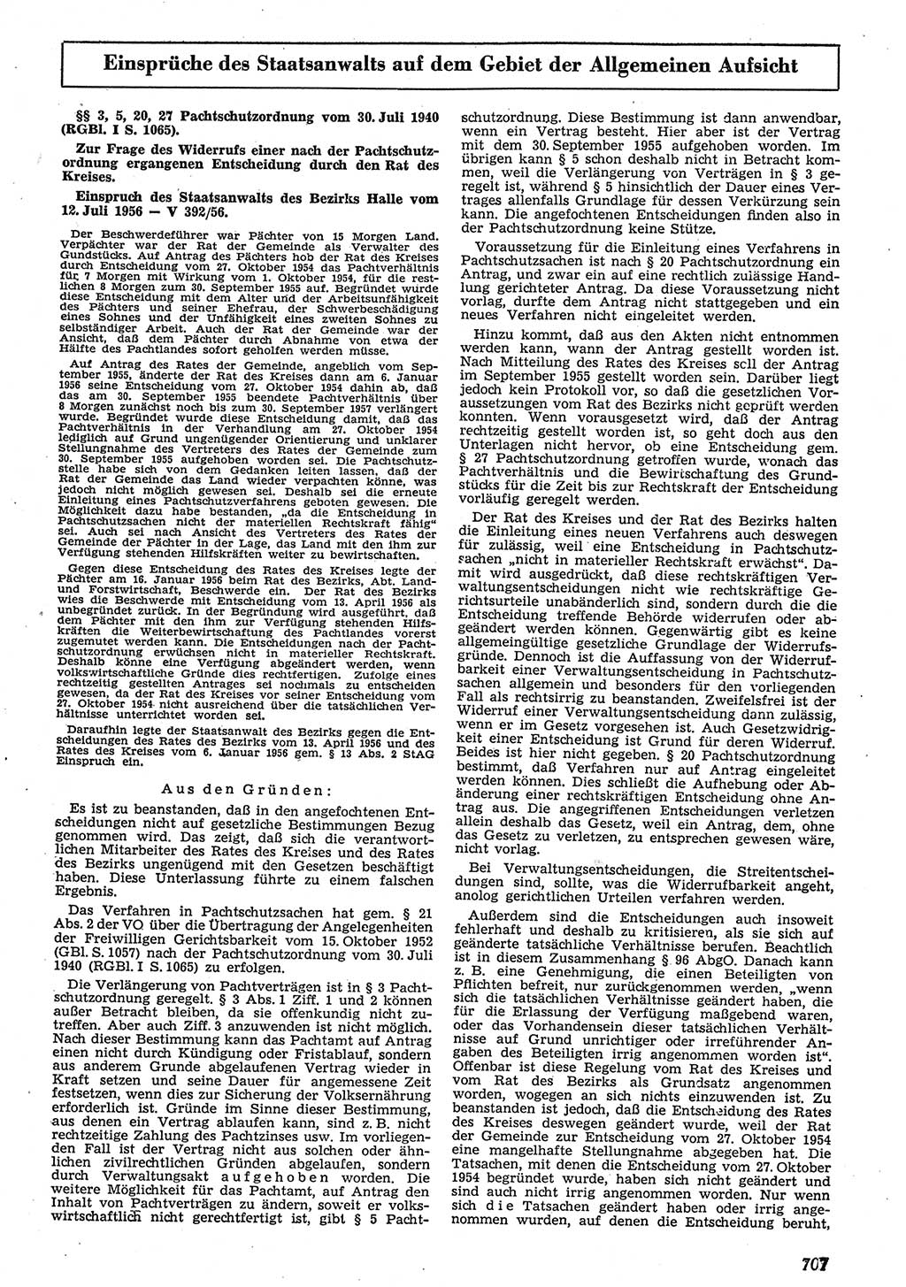 Neue Justiz (NJ), Zeitschrift für Recht und Rechtswissenschaft [Deutsche Demokratische Republik (DDR)], 10. Jahrgang 1956, Seite 707 (NJ DDR 1956, S. 707)