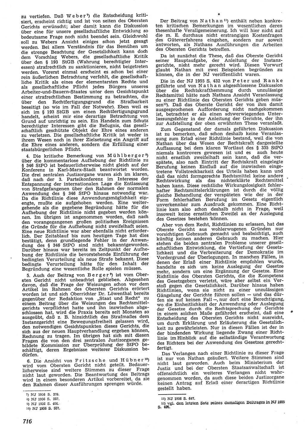 Neue Justiz (NJ), Zeitschrift für Recht und Rechtswissenschaft [Deutsche Demokratische Republik (DDR)], 10. Jahrgang 1956, Seite 716 (NJ DDR 1956, S. 716)