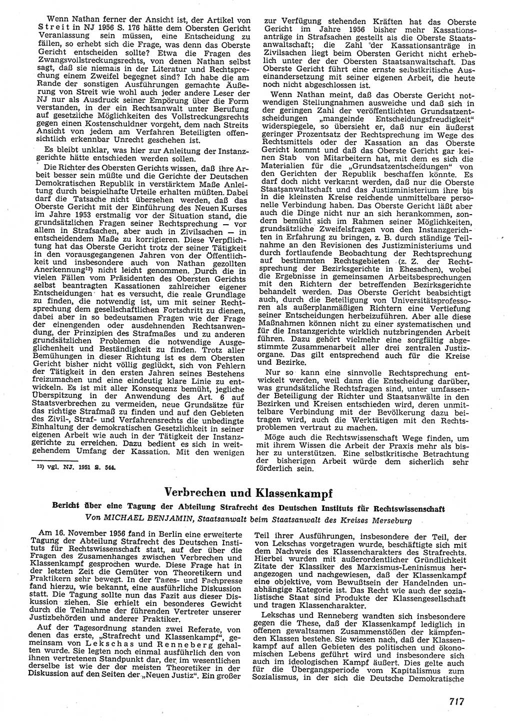Neue Justiz (NJ), Zeitschrift für Recht und Rechtswissenschaft [Deutsche Demokratische Republik (DDR)], 10. Jahrgang 1956, Seite 717 (NJ DDR 1956, S. 717)