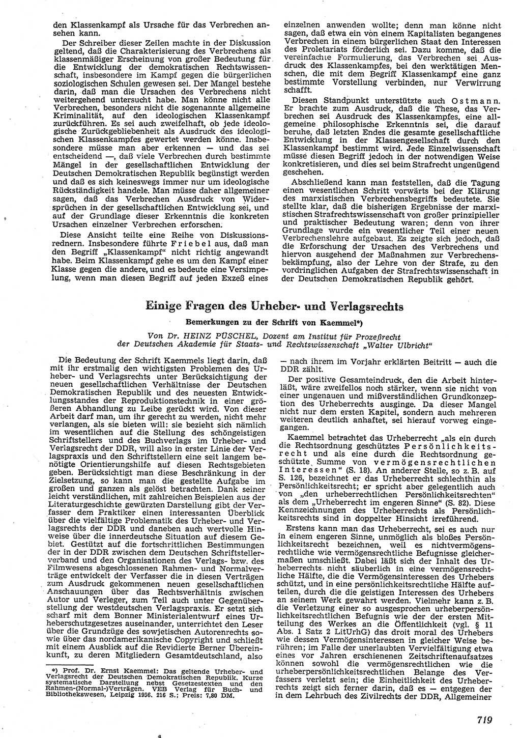 Neue Justiz (NJ), Zeitschrift für Recht und Rechtswissenschaft [Deutsche Demokratische Republik (DDR)], 10. Jahrgang 1956, Seite 719 (NJ DDR 1956, S. 719)