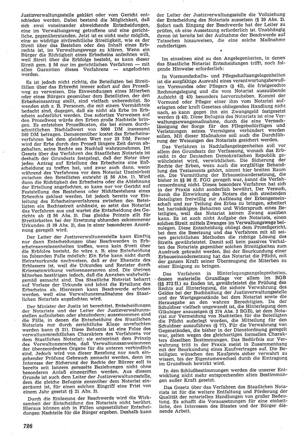Neue Justiz (NJ), Zeitschrift für Recht und Rechtswissenschaft [Deutsche Demokratische Republik (DDR)], 10. Jahrgang 1956, Seite 726 (NJ DDR 1956, S. 726)