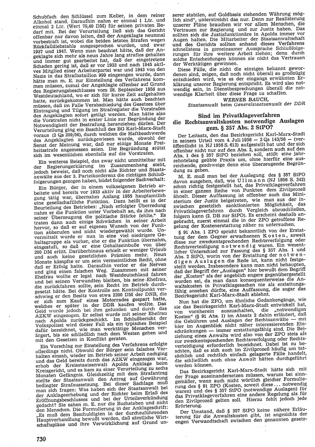 Neue Justiz (NJ), Zeitschrift für Recht und Rechtswissenschaft [Deutsche Demokratische Republik (DDR)], 10. Jahrgang 1956, Seite 730 (NJ DDR 1956, S. 730)