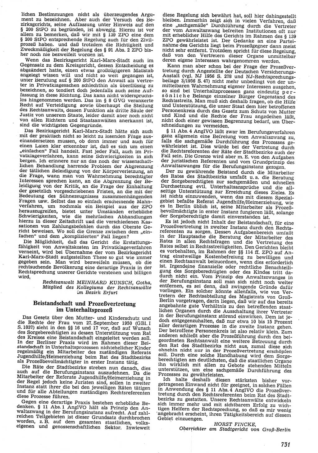 Neue Justiz (NJ), Zeitschrift für Recht und Rechtswissenschaft [Deutsche Demokratische Republik (DDR)], 10. Jahrgang 1956, Seite 731 (NJ DDR 1956, S. 731)