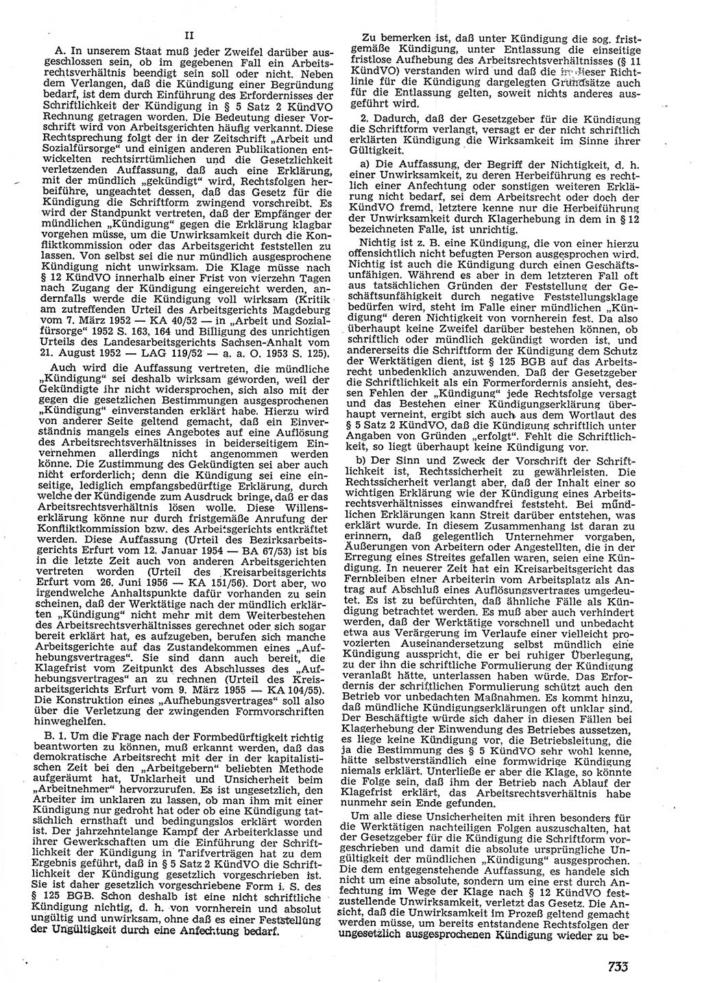 Neue Justiz (NJ), Zeitschrift für Recht und Rechtswissenschaft [Deutsche Demokratische Republik (DDR)], 10. Jahrgang 1956, Seite 733 (NJ DDR 1956, S. 733)