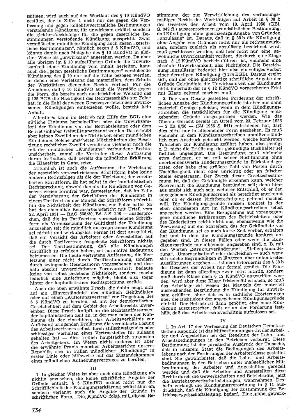 Neue Justiz (NJ), Zeitschrift für Recht und Rechtswissenschaft [Deutsche Demokratische Republik (DDR)], 10. Jahrgang 1956, Seite 734 (NJ DDR 1956, S. 734)