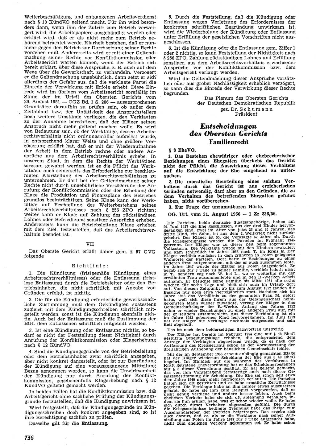 Neue Justiz (NJ), Zeitschrift für Recht und Rechtswissenschaft [Deutsche Demokratische Republik (DDR)], 10. Jahrgang 1956, Seite 736 (NJ DDR 1956, S. 736)