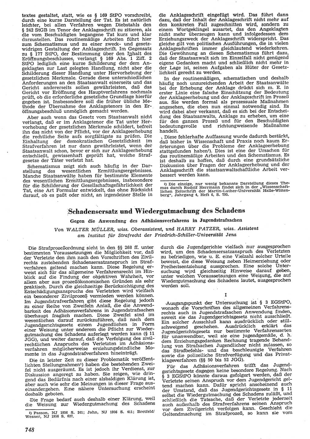 Neue Justiz (NJ), Zeitschrift für Recht und Rechtswissenschaft [Deutsche Demokratische Republik (DDR)], 10. Jahrgang 1956, Seite 748 (NJ DDR 1956, S. 748)