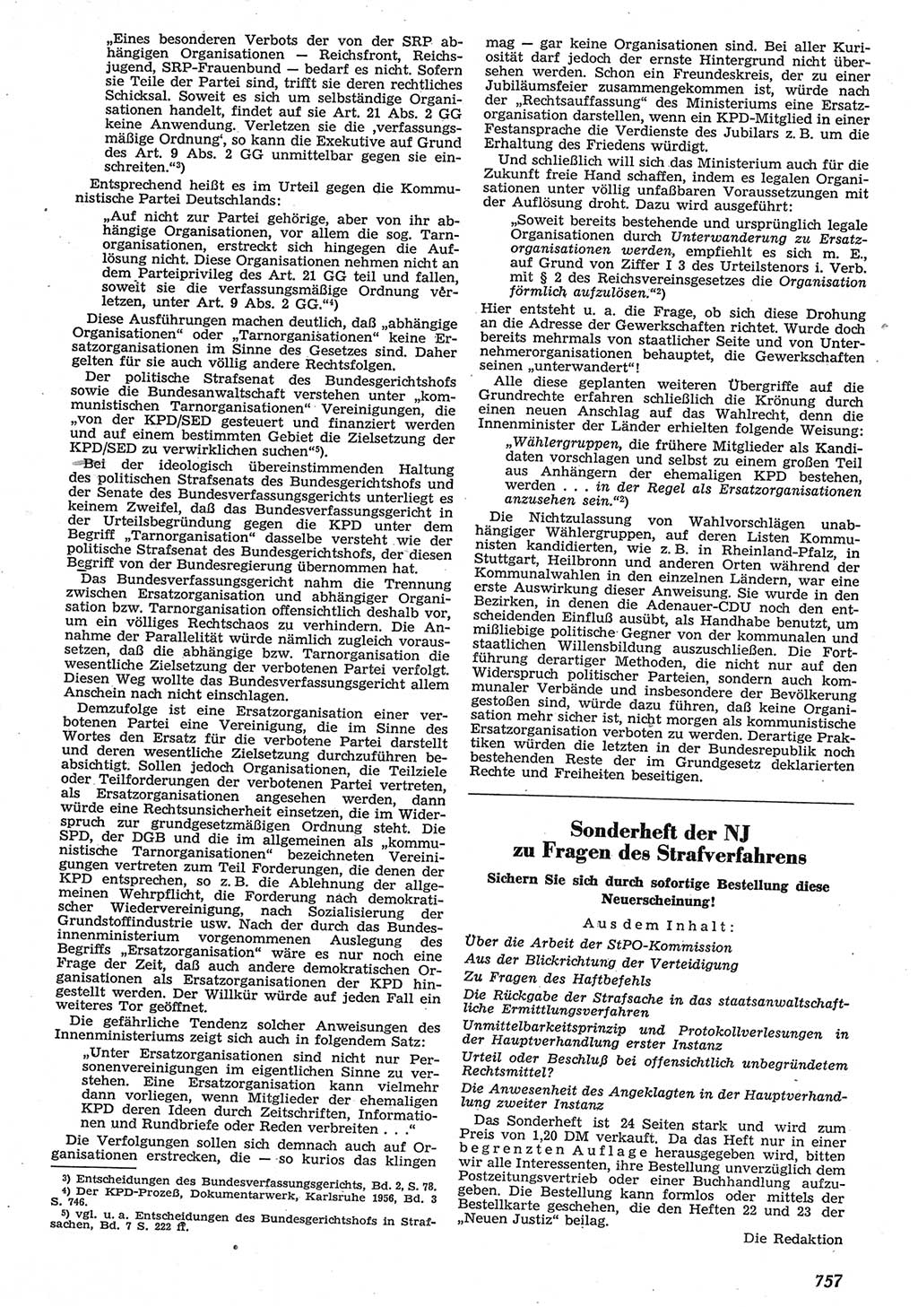 Neue Justiz (NJ), Zeitschrift für Recht und Rechtswissenschaft [Deutsche Demokratische Republik (DDR)], 10. Jahrgang 1956, Seite 757 (NJ DDR 1956, S. 757)