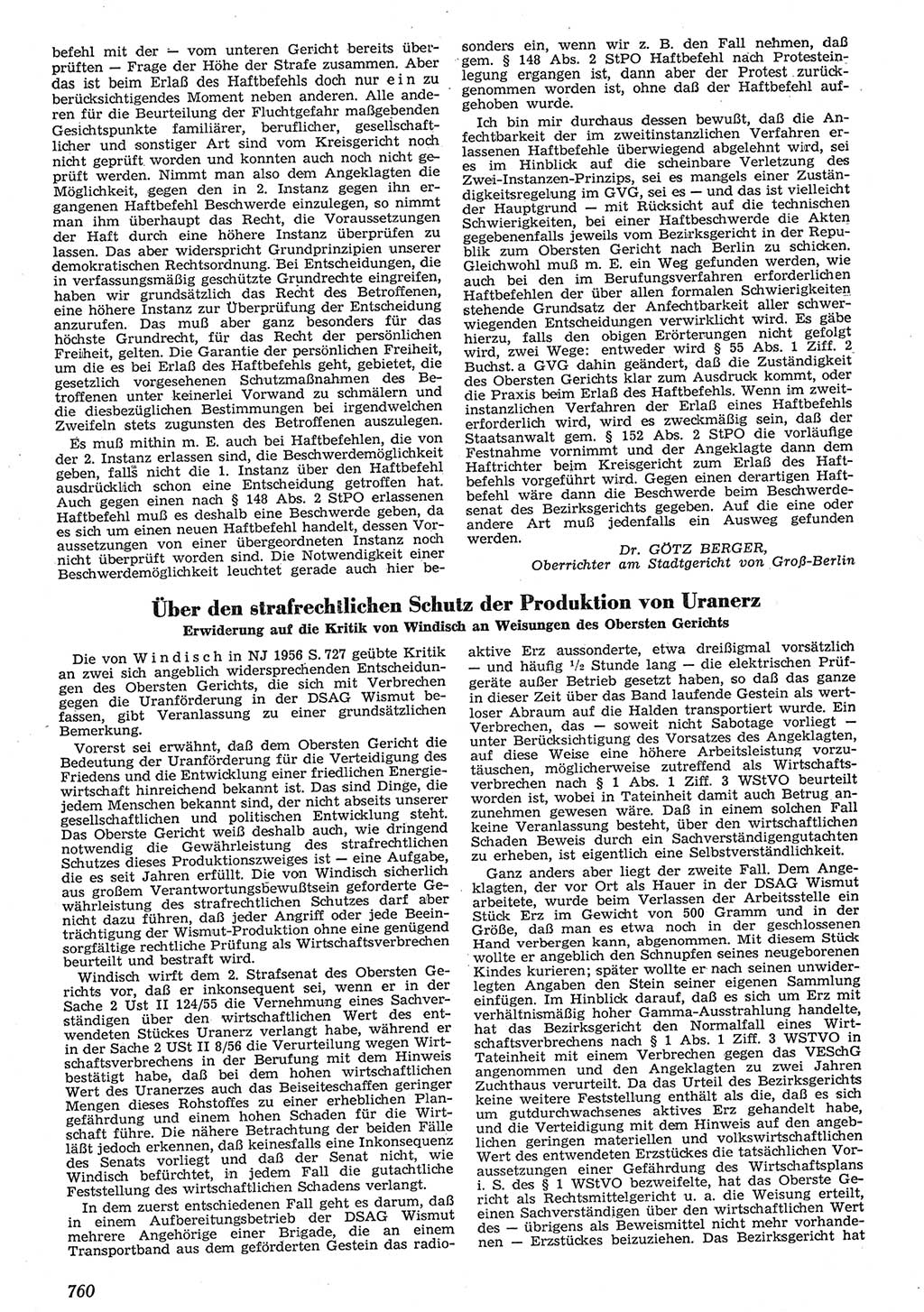 Neue Justiz (NJ), Zeitschrift für Recht und Rechtswissenschaft [Deutsche Demokratische Republik (DDR)], 10. Jahrgang 1956, Seite 760 (NJ DDR 1956, S. 760)