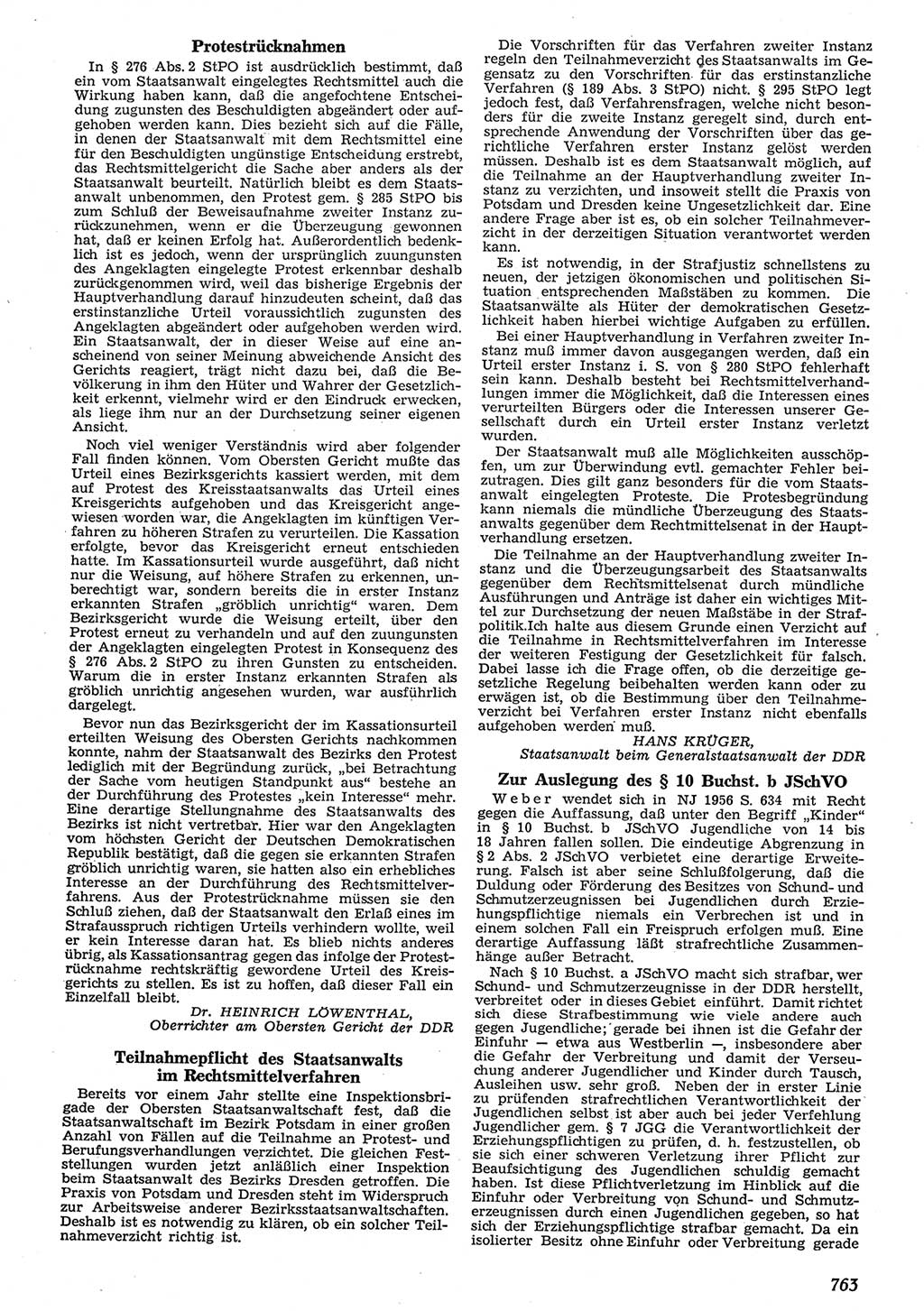 Neue Justiz (NJ), Zeitschrift für Recht und Rechtswissenschaft [Deutsche Demokratische Republik (DDR)], 10. Jahrgang 1956, Seite 763 (NJ DDR 1956, S. 763)