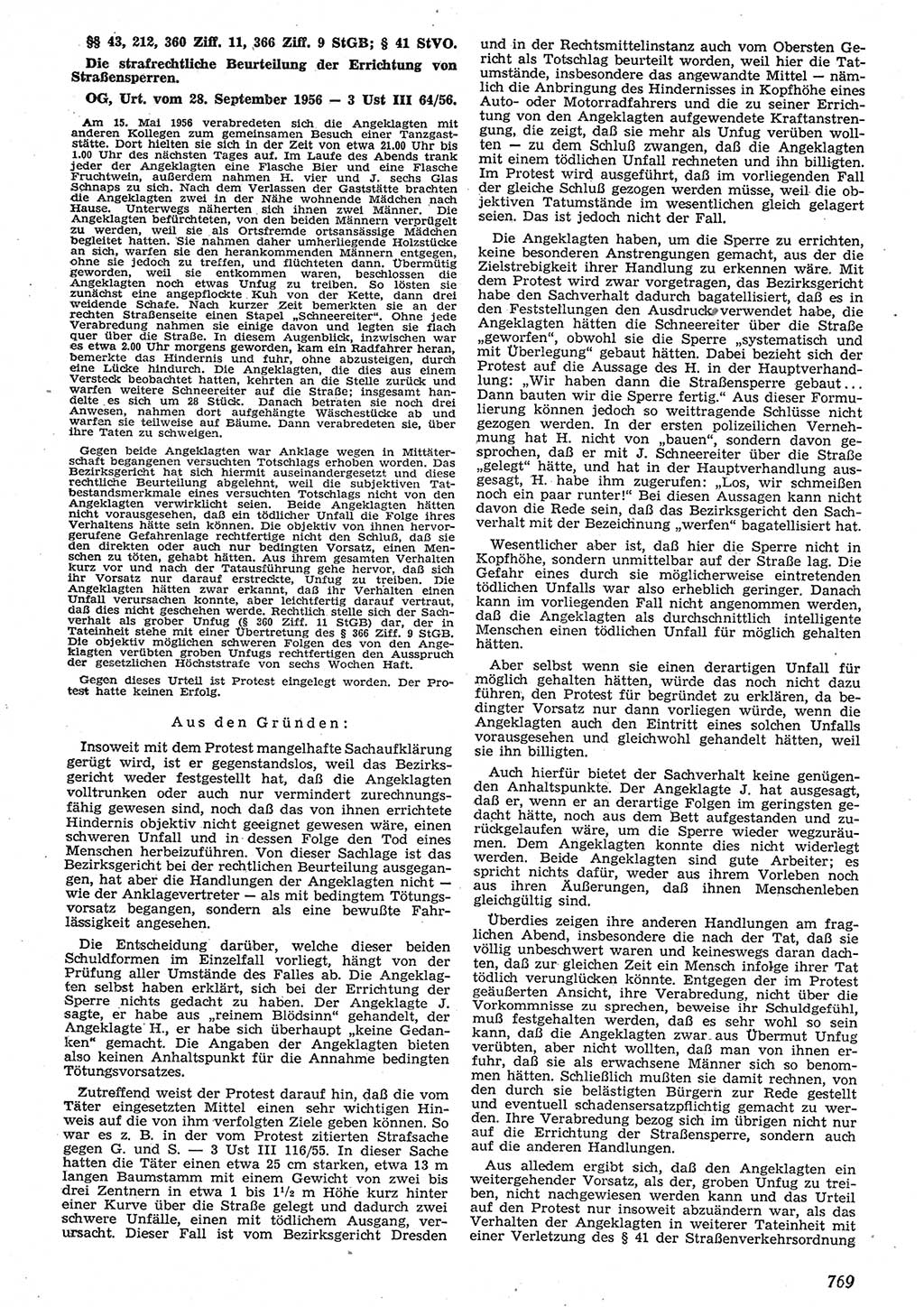 Neue Justiz (NJ), Zeitschrift für Recht und Rechtswissenschaft [Deutsche Demokratische Republik (DDR)], 10. Jahrgang 1956, Seite 769 (NJ DDR 1956, S. 769)