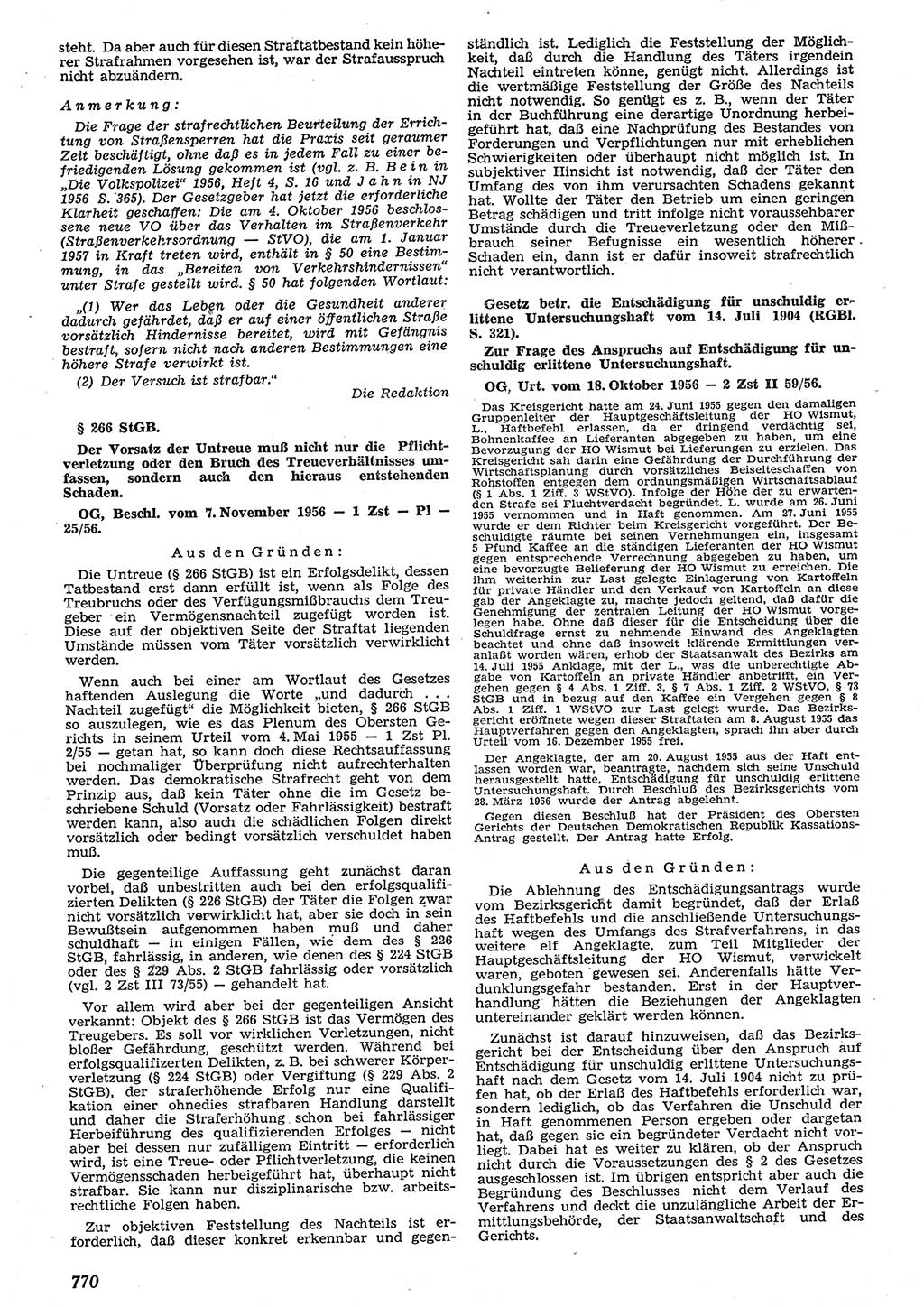 Neue Justiz (NJ), Zeitschrift für Recht und Rechtswissenschaft [Deutsche Demokratische Republik (DDR)], 10. Jahrgang 1956, Seite 770 (NJ DDR 1956, S. 770)