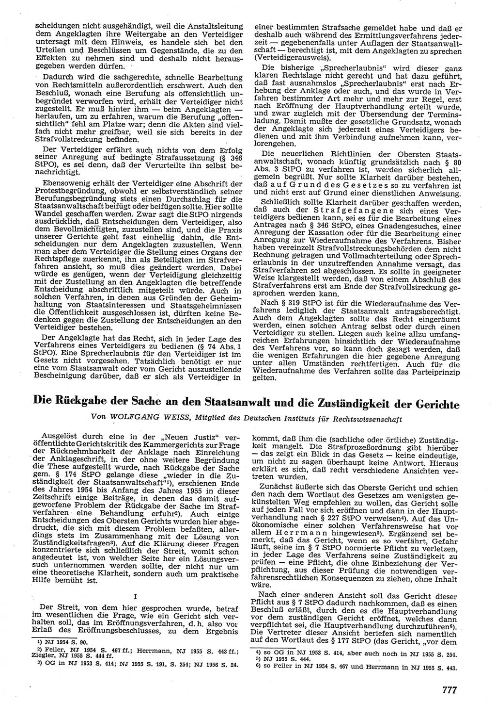 Neue Justiz (NJ), Zeitschrift für Recht und Rechtswissenschaft [Deutsche Demokratische Republik (DDR)], 10. Jahrgang 1956, Seite 777 (NJ DDR 1956, S. 777)