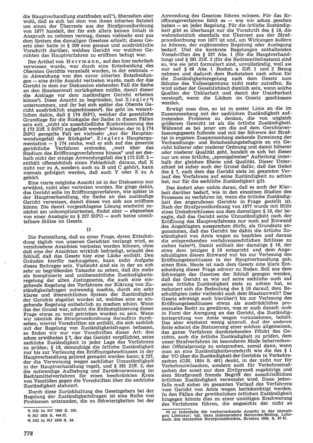 Neue Justiz (NJ), Zeitschrift für Recht und Rechtswissenschaft [Deutsche Demokratische Republik (DDR)], 10. Jahrgang 1956, Seite 778 (NJ DDR 1956, S. 778)