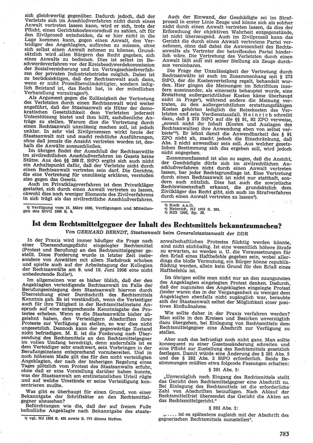 Neue Justiz (NJ), Zeitschrift für Recht und Rechtswissenschaft [Deutsche Demokratische Republik (DDR)], 10. Jahrgang 1956, Seite 783 (NJ DDR 1956, S. 783)