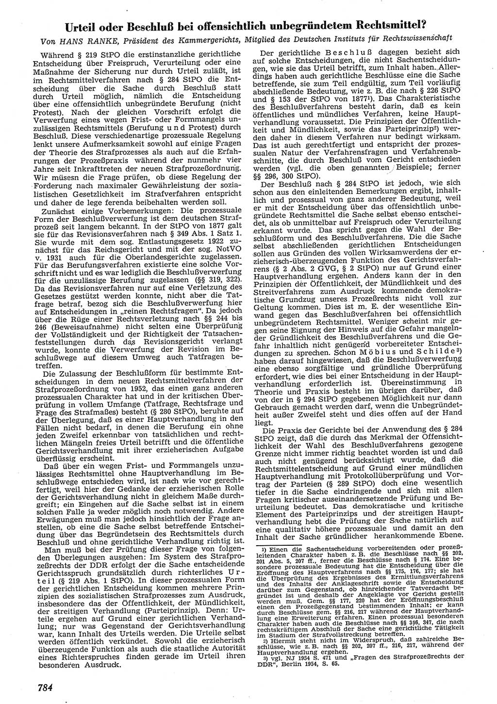 Neue Justiz (NJ), Zeitschrift für Recht und Rechtswissenschaft [Deutsche Demokratische Republik (DDR)], 10. Jahrgang 1956, Seite 784 (NJ DDR 1956, S. 784)