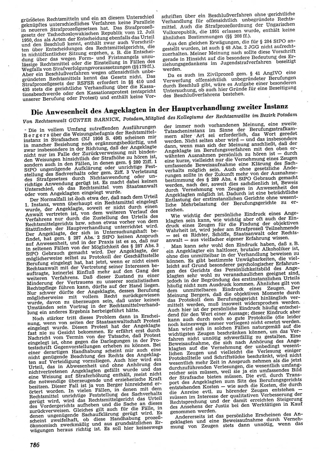 Neue Justiz (NJ), Zeitschrift für Recht und Rechtswissenschaft [Deutsche Demokratische Republik (DDR)], 10. Jahrgang 1956, Seite 786 (NJ DDR 1956, S. 786)