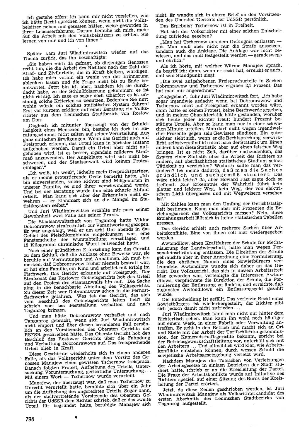 Neue Justiz (NJ), Zeitschrift für Recht und Rechtswissenschaft [Deutsche Demokratische Republik (DDR)], 10. Jahrgang 1956, Seite 796 (NJ DDR 1956, S. 796)