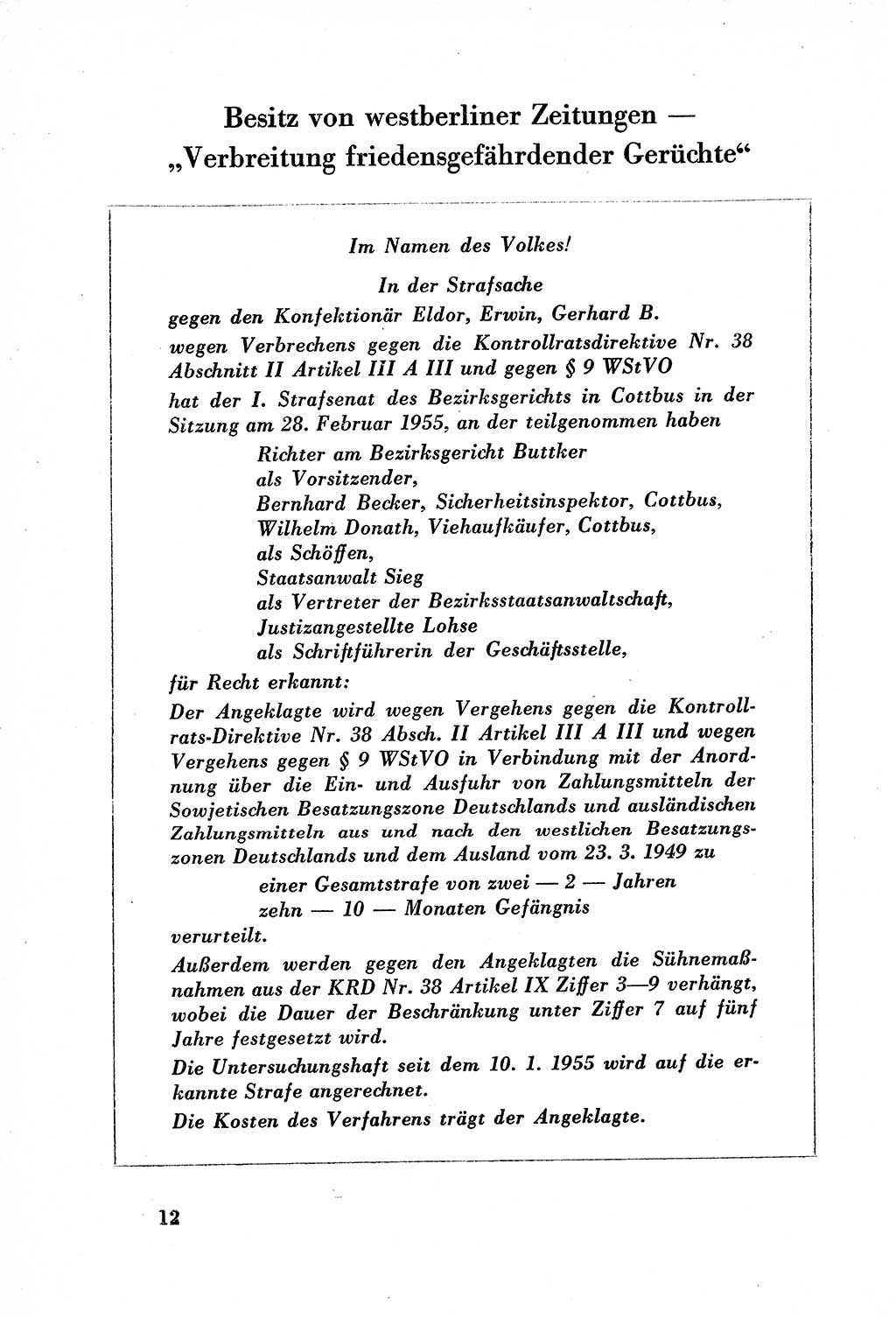 Dokumente des Unrechts, das SED-Regime [Deutsche Demokratische Republik (DDR)] in der Praxis, Bundesministerium für gesamtdeutsche Fragen (BMG) [Bundesrepublik Deutschland (BRD)] 1957, Seite 12 (Dok. UnR. SED-Reg. DDR BMG BRD 1957, S. 12)