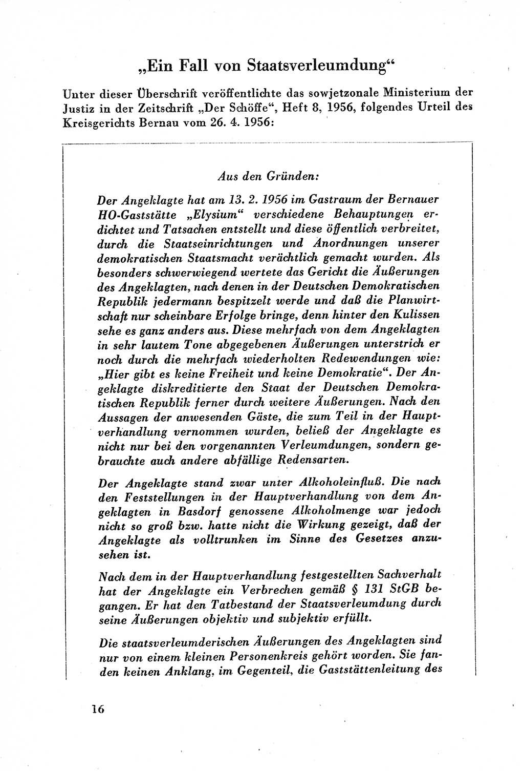 Dokumente des Unrechts, das SED-Regime [Deutsche Demokratische Republik (DDR)] in der Praxis, Bundesministerium für gesamtdeutsche Fragen (BMG) [Bundesrepublik Deutschland (BRD)] 1957, Seite 16 (Dok. UnR. SED-Reg. DDR BMG BRD 1957, S. 16)
