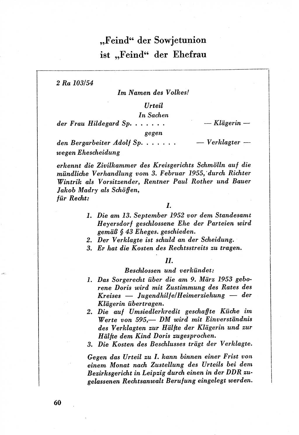 Dokumente des Unrechts, das SED-Regime [Deutsche Demokratische Republik (DDR)] in der Praxis, Bundesministerium für gesamtdeutsche Fragen (BMG) [Bundesrepublik Deutschland (BRD)] 1957, Seite 60 (Dok. UnR. SED-Reg. DDR BMG BRD 1957, S. 60)