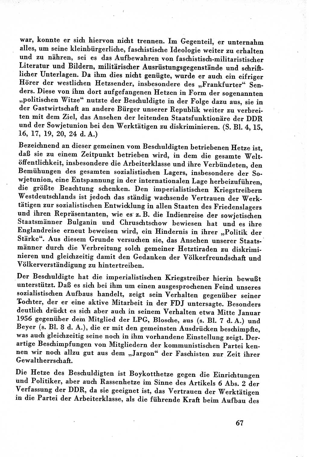 Dokumente des Unrechts, das SED-Regime [Deutsche Demokratische Republik (DDR)] in der Praxis, Bundesministerium für gesamtdeutsche Fragen (BMG) [Bundesrepublik Deutschland (BRD)] 1957, Seite 67 (Dok. UnR. SED-Reg. DDR BMG BRD 1957, S. 67)