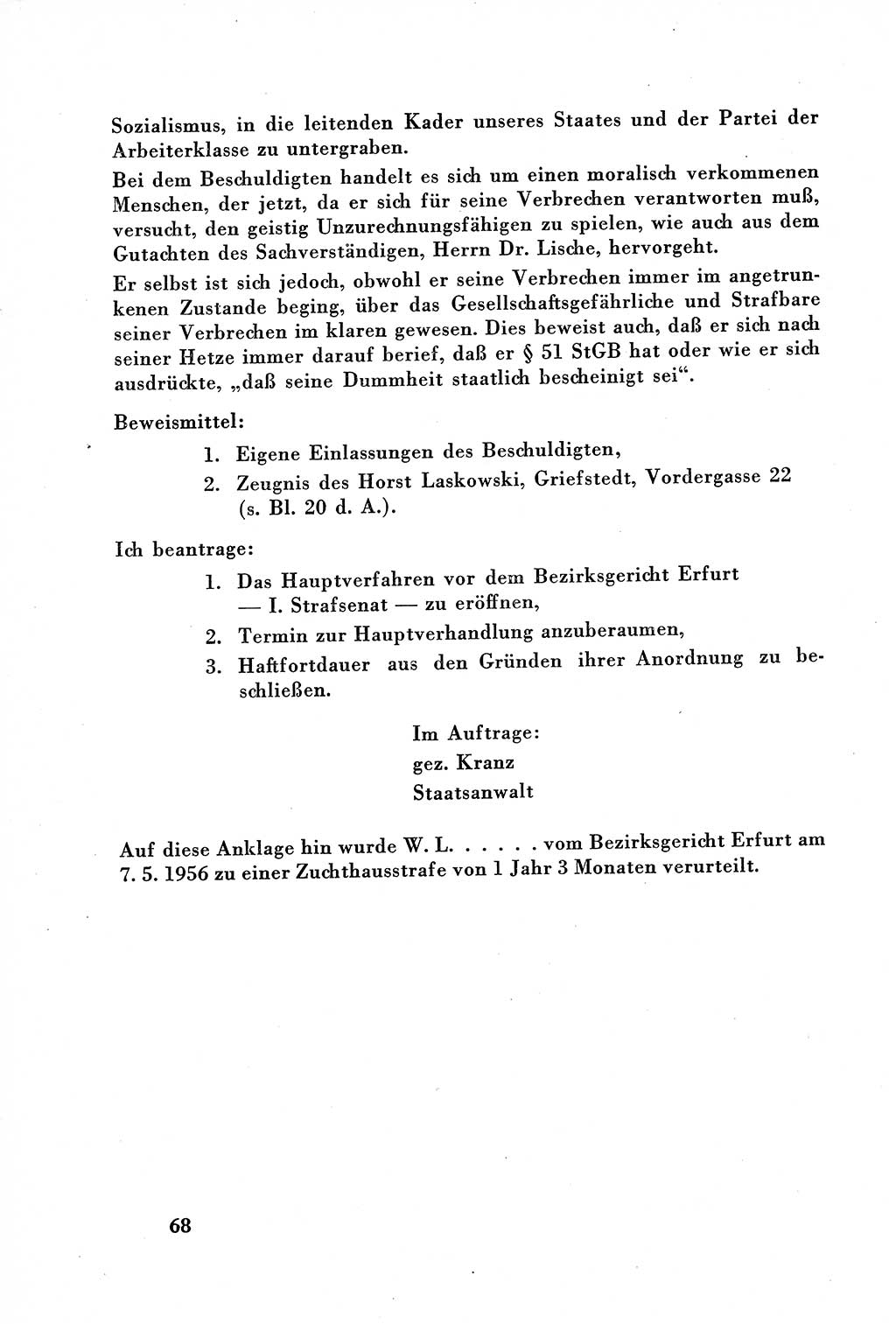 Dokumente des Unrechts, das SED-Regime [Deutsche Demokratische Republik (DDR)] in der Praxis, Bundesministerium für gesamtdeutsche Fragen (BMG) [Bundesrepublik Deutschland (BRD)] 1957, Seite 68 (Dok. UnR. SED-Reg. DDR BMG BRD 1957, S. 68)