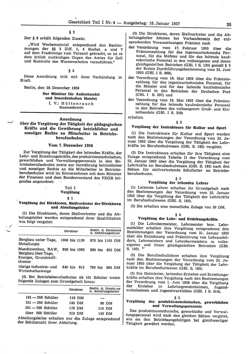 Gesetzblatt (GBl.) der Deutschen Demokratischen Republik (DDR) Teil Ⅰ 1957, Seite 35 (GBl. DDR Ⅰ 1957, S. 35)