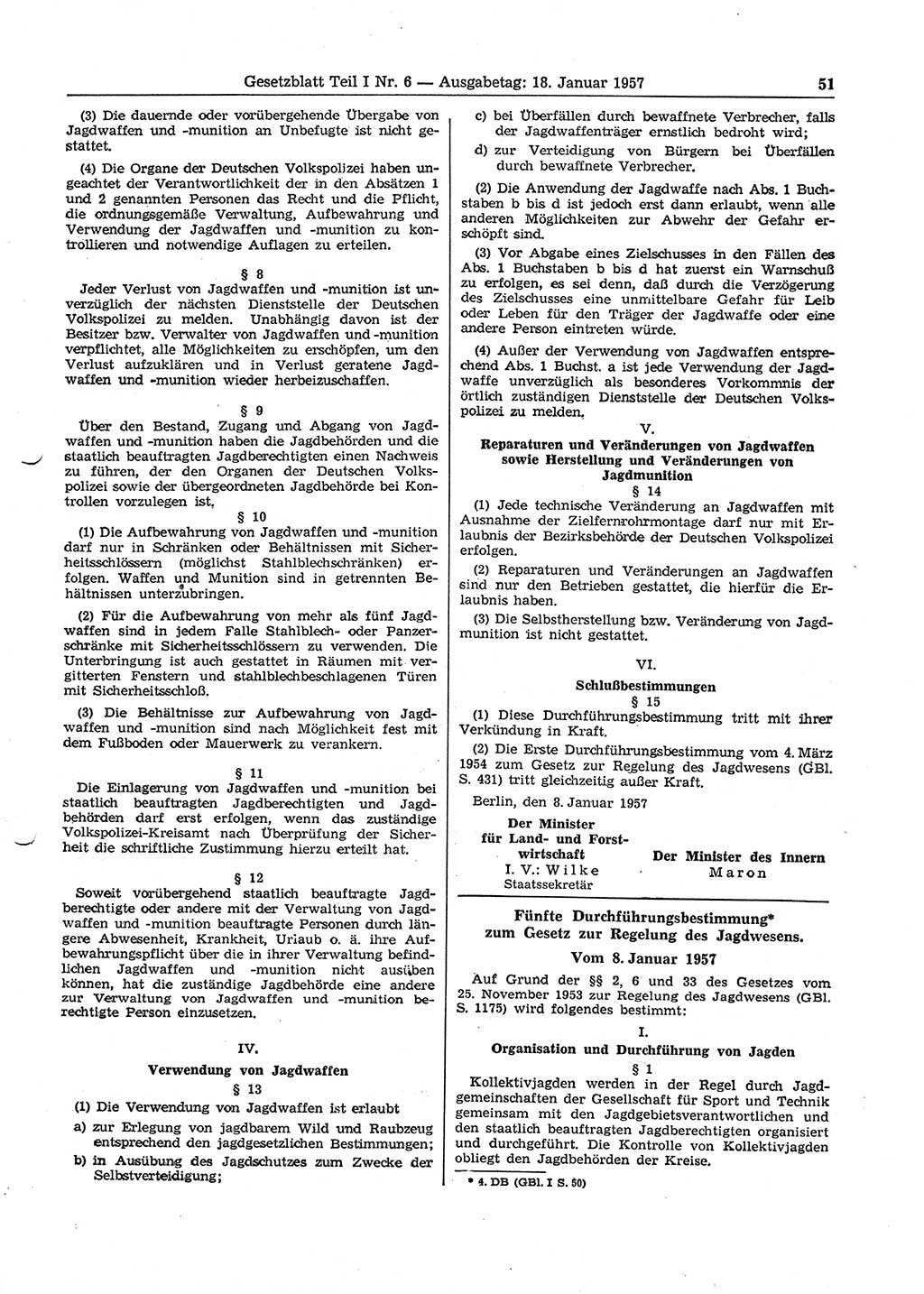 Gesetzblatt (GBl.) der Deutschen Demokratischen Republik (DDR) Teil Ⅰ 1957, Seite 51 (GBl. DDR Ⅰ 1957, S. 51)