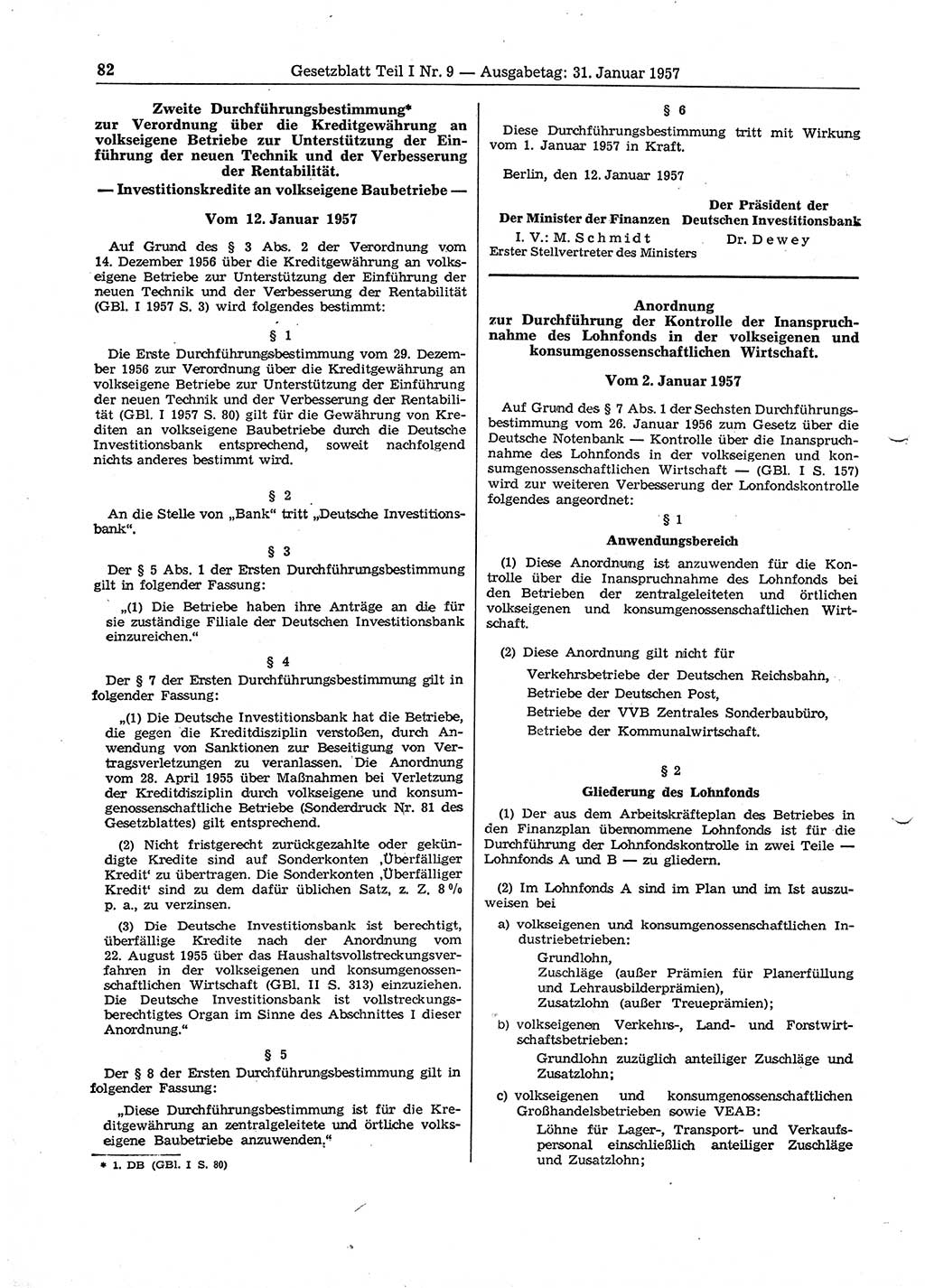Gesetzblatt (GBl.) der Deutschen Demokratischen Republik (DDR) Teil Ⅰ 1957, Seite 82 (GBl. DDR Ⅰ 1957, S. 82)