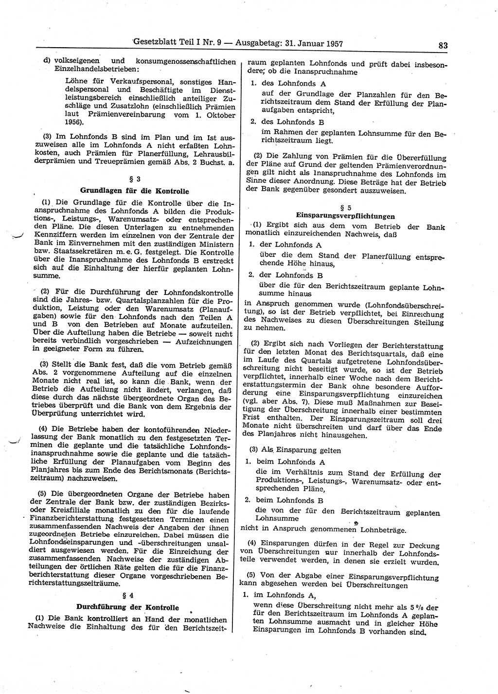Gesetzblatt (GBl.) der Deutschen Demokratischen Republik (DDR) Teil Ⅰ 1957, Seite 83 (GBl. DDR Ⅰ 1957, S. 83)