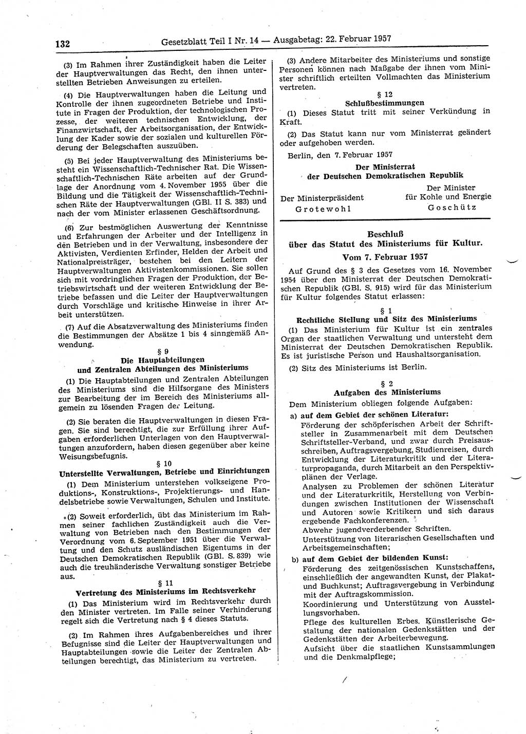 Gesetzblatt (GBl.) der Deutschen Demokratischen Republik (DDR) Teil Ⅰ 1957, Seite 132 (GBl. DDR Ⅰ 1957, S. 132)