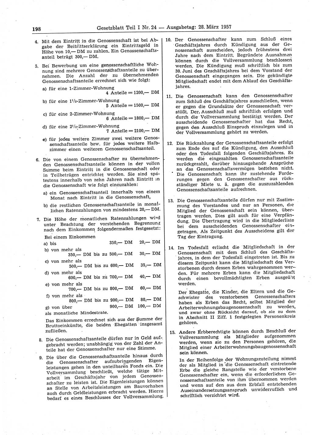 Gesetzblatt (GBl.) der Deutschen Demokratischen Republik (DDR) Teil â… 1957, Seite 198 (GBl. DDR â… 1957, S. 198)