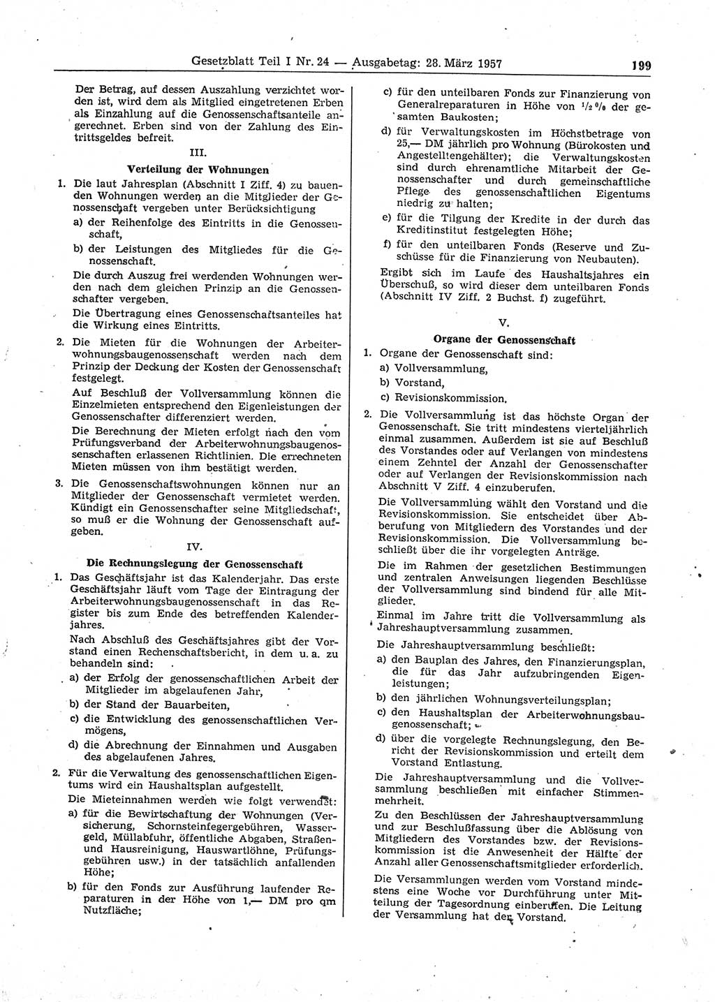 Gesetzblatt (GBl.) der Deutschen Demokratischen Republik (DDR) Teil Ⅰ 1957, Seite 199 (GBl. DDR Ⅰ 1957, S. 199)
