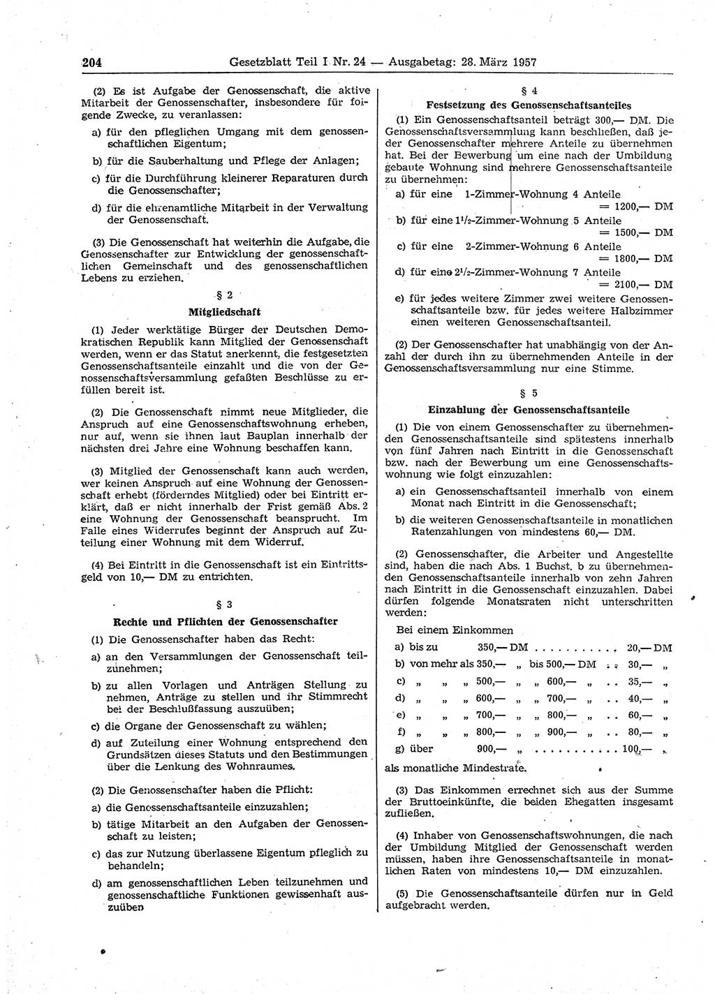 Gesetzblatt (GBl.) der Deutschen Demokratischen Republik (DDR) Teil Ⅰ 1957, Seite 204 (GBl. DDR Ⅰ 1957, S. 204)