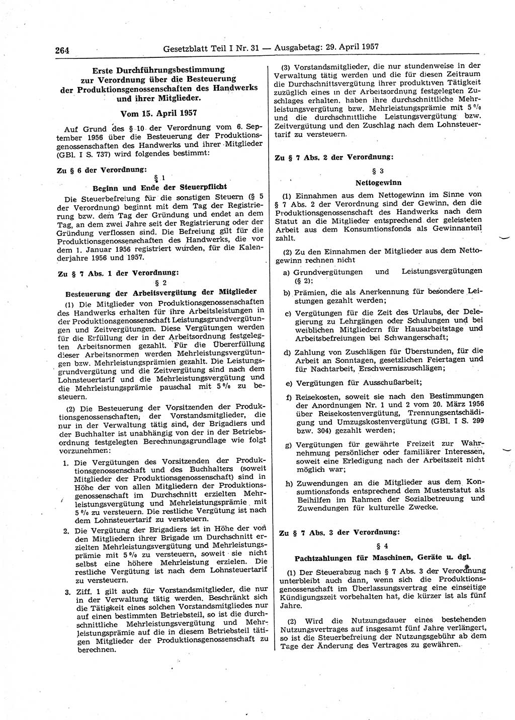 Gesetzblatt (GBl.) der Deutschen Demokratischen Republik (DDR) Teil Ⅰ 1957, Seite 264 (GBl. DDR Ⅰ 1957, S. 264)