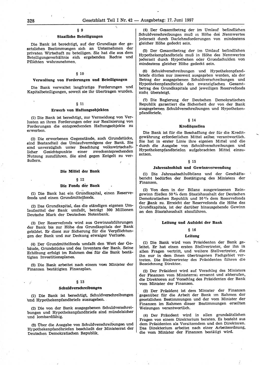 Gesetzblatt (GBl.) der Deutschen Demokratischen Republik (DDR) Teil Ⅰ 1957, Seite 328 (GBl. DDR Ⅰ 1957, S. 328)
