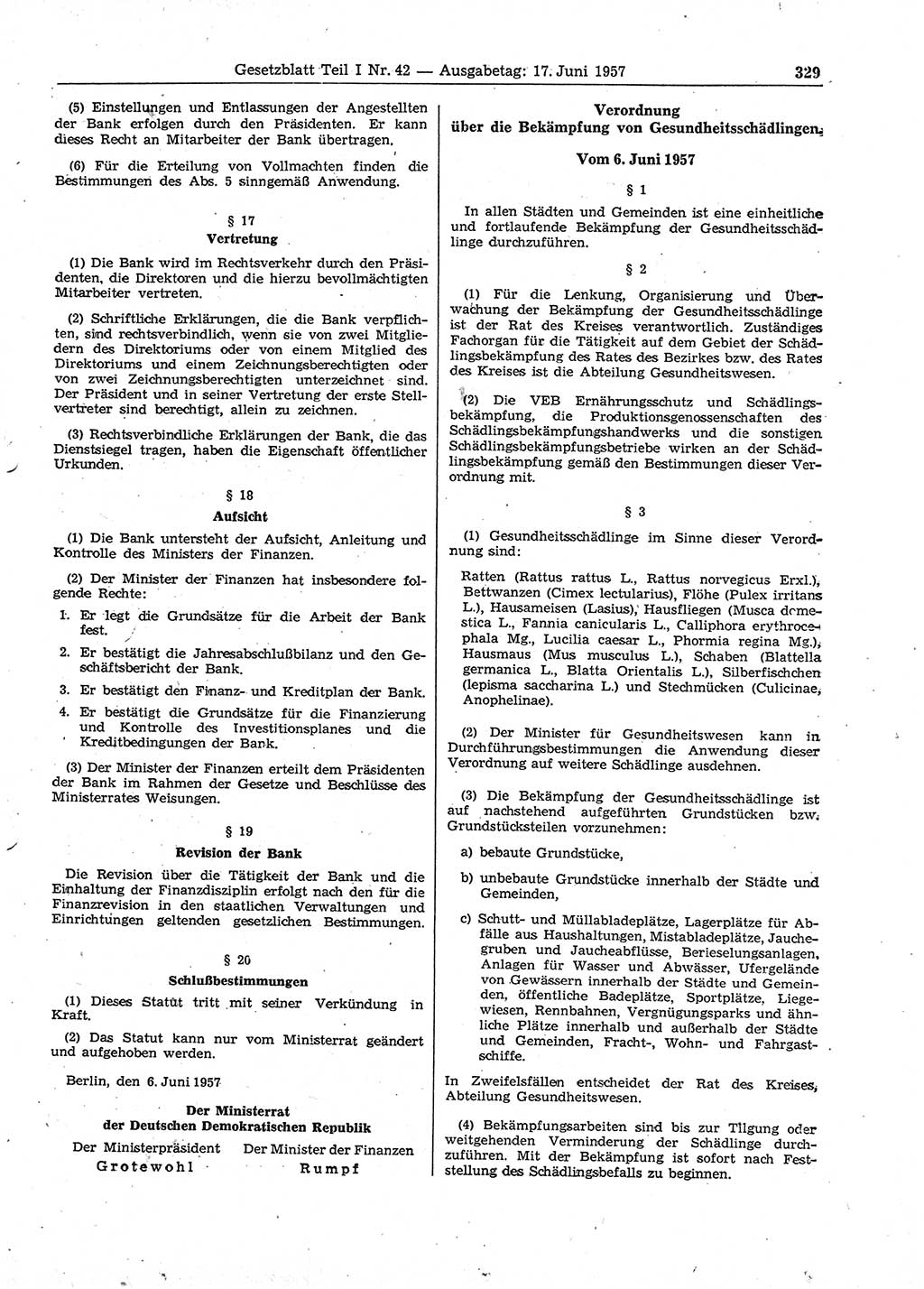 Gesetzblatt (GBl.) der Deutschen Demokratischen Republik (DDR) Teil Ⅰ 1957, Seite 329 (GBl. DDR Ⅰ 1957, S. 329)