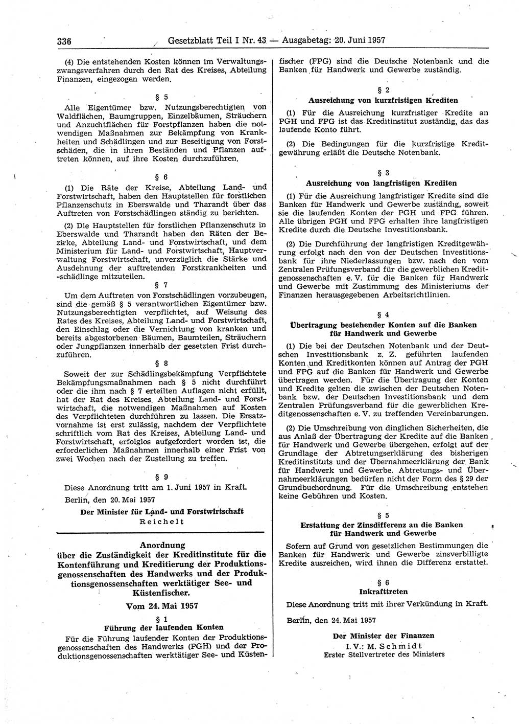 Gesetzblatt (GBl.) der Deutschen Demokratischen Republik (DDR) Teil Ⅰ 1957, Seite 336 (GBl. DDR Ⅰ 1957, S. 336)