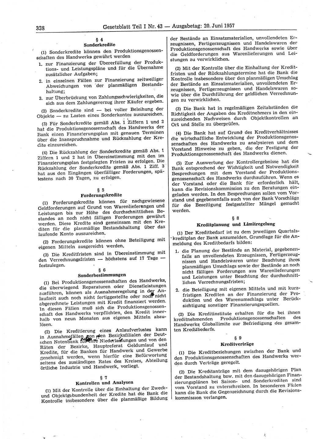 Gesetzblatt (GBl.) der Deutschen Demokratischen Republik (DDR) Teil Ⅰ 1957, Seite 338 (GBl. DDR Ⅰ 1957, S. 338)