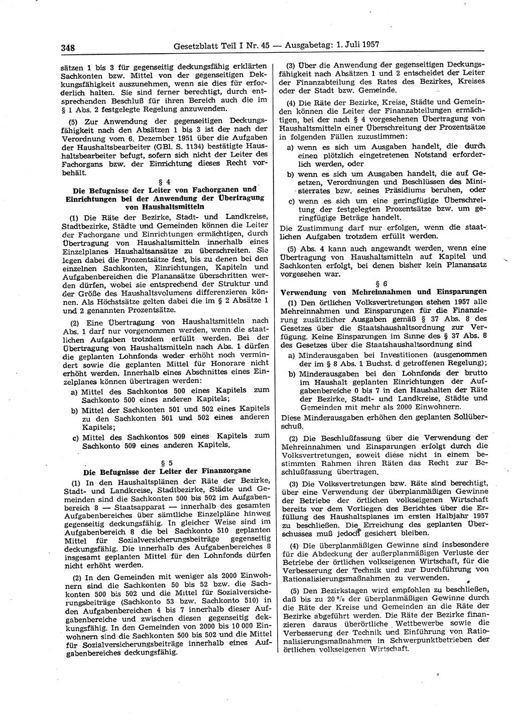 Gesetzblatt (GBl.) der Deutschen Demokratischen Republik (DDR) Teil Ⅰ 1957, Seite 348 (GBl. DDR Ⅰ 1957, S. 348)